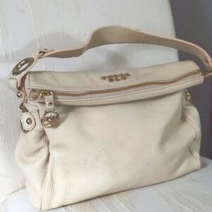 Vintage Tosca Blu White Leather Shoulder Bag Purse Italy